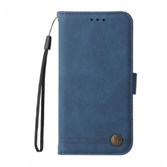 Capa Flip Para Samsung Galaxy A13 5G / A04s Correia E Rebite De Couro Sintético