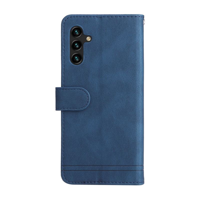 Capa Flip Para Samsung Galaxy A13 5G / A04s Correia E Rebite De Couro Sintético