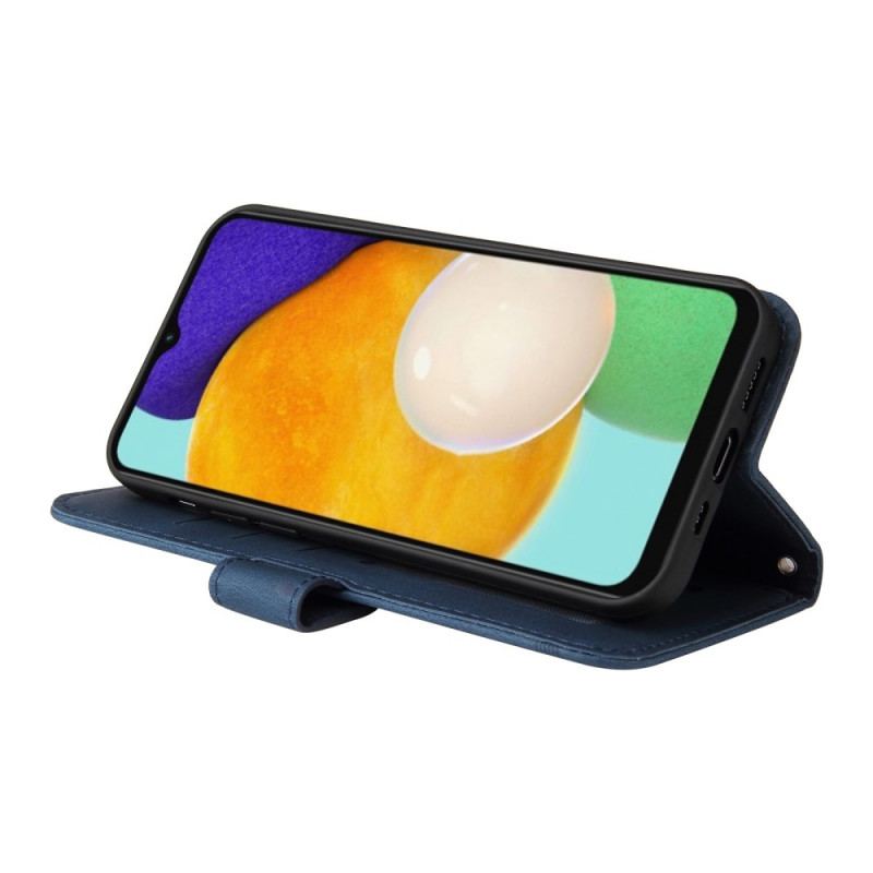 Capa Flip Para Samsung Galaxy A13 5G / A04s Correia E Rebite De Couro Sintético