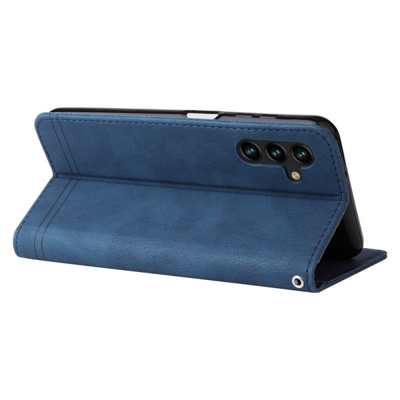 Capa Flip Para Samsung Galaxy A13 5G / A04s Correia E Rebite De Couro Sintético