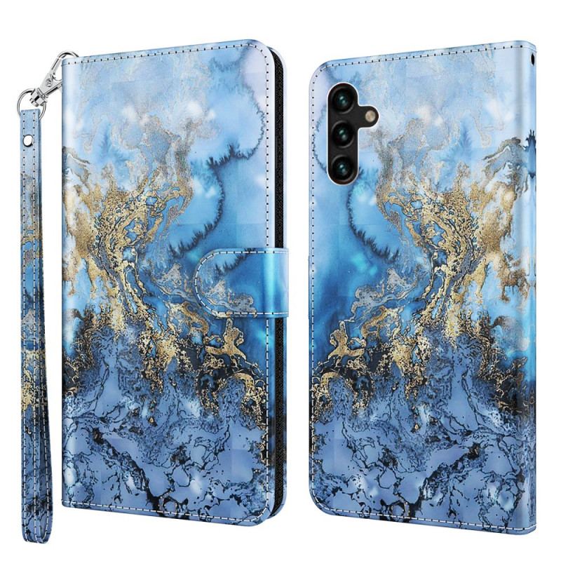 Capa Flip Para Samsung Galaxy A13 5G / A04s Design De Mármore Com Cordão