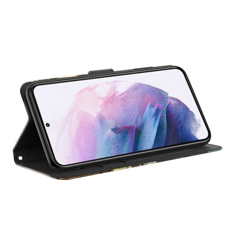Capa Flip Para Samsung Galaxy A13 5G / A04s Design De Mármore Com Cordão
