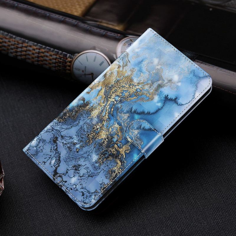 Capa Flip Para Samsung Galaxy A13 5G / A04s Design De Mármore Com Cordão