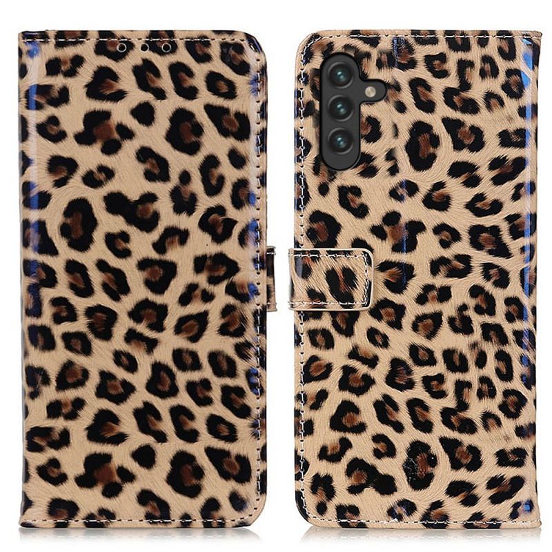 Capa Flip Para Samsung Galaxy A13 5G / A04s Leopardo