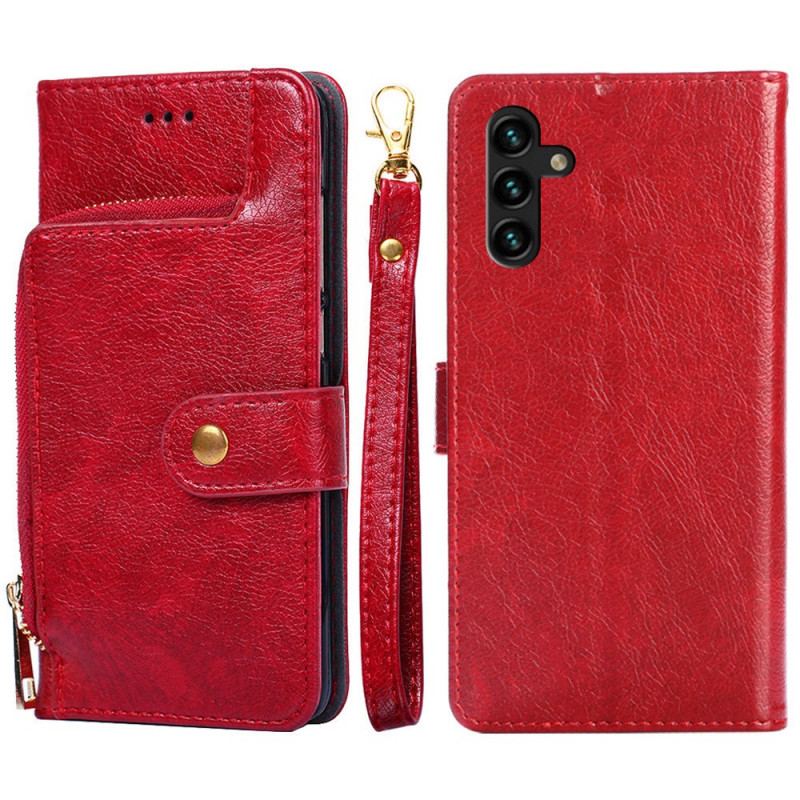 Capa Flip Para Samsung Galaxy A13 5G / A04s Porta-moedas Frontal E Cordão