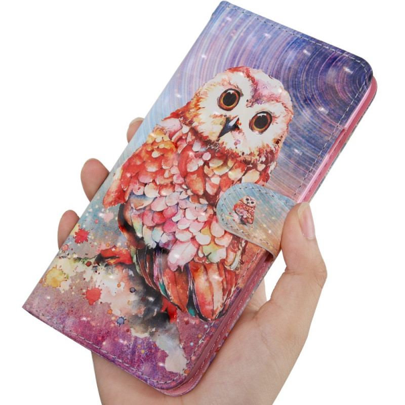 Capa Folio Para Samsung Galaxy A13 5G / A04s Coruja O Pintor