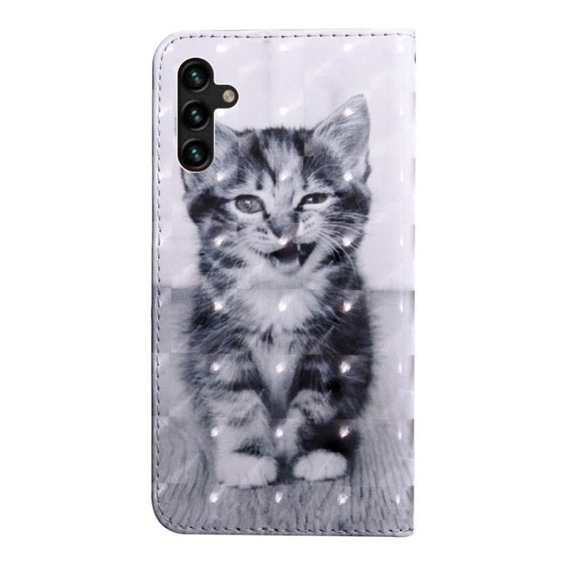 Capa Folio Para Samsung Galaxy A13 5G / A04s Gato Preto E Branco