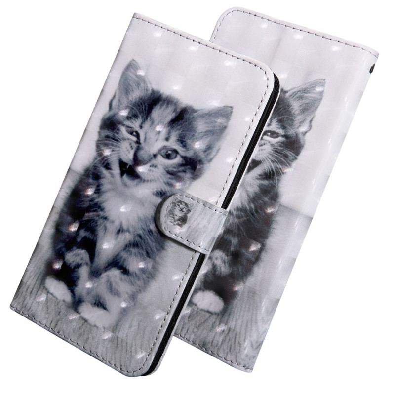 Capa Folio Para Samsung Galaxy A13 5G / A04s Gato Preto E Branco