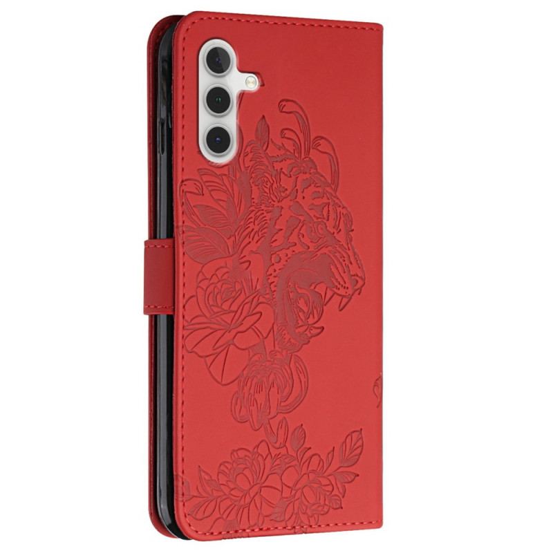 Capa Folio Para Samsung Galaxy A13 5G / A04s Tigre Barroco E Diamantes