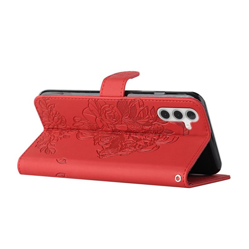 Capa Folio Para Samsung Galaxy A13 5G / A04s Tigre Barroco E Diamantes