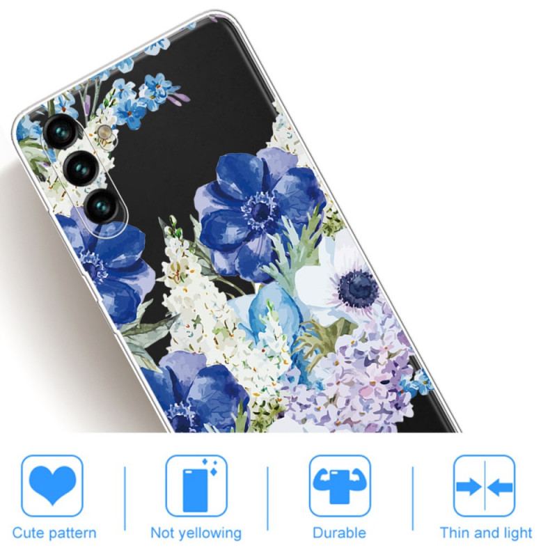 Capa Para Samsung Galaxy A13 5G / A04s Aquarela Flores Azuis