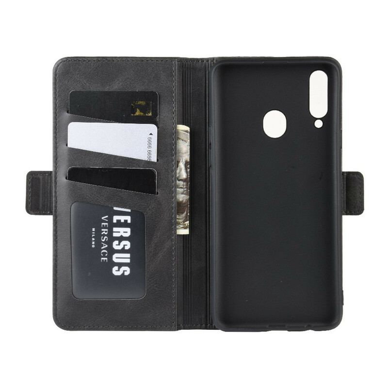 Capa De Couro Para Samsung Galaxy A20s Flip Aba Dupla