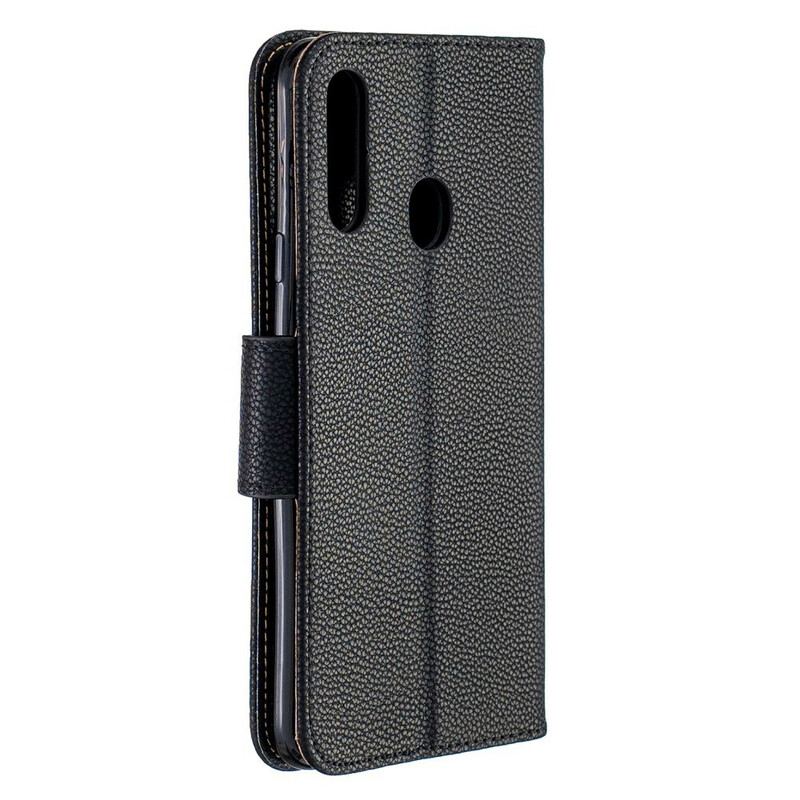 Capa De Couro Para Samsung Galaxy A20s Flip Lichia Rabat Oblíqua