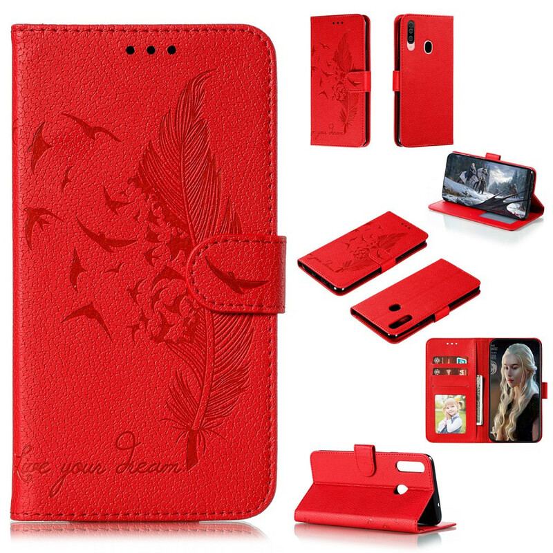 Capa Em Pele Para Samsung Galaxy A20s Couro Sintético Viva O Seu Sonho