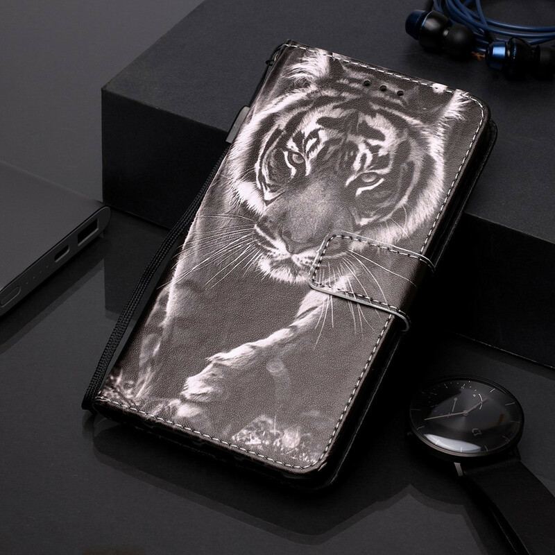 Capa Flip Para Samsung Galaxy A20s Tigre Da Noite