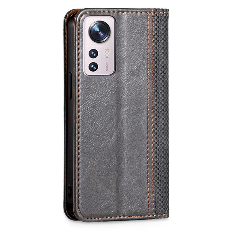 Capa De Celular Para Xiaomi 12 Pro Flip Efeito Couro Vintage