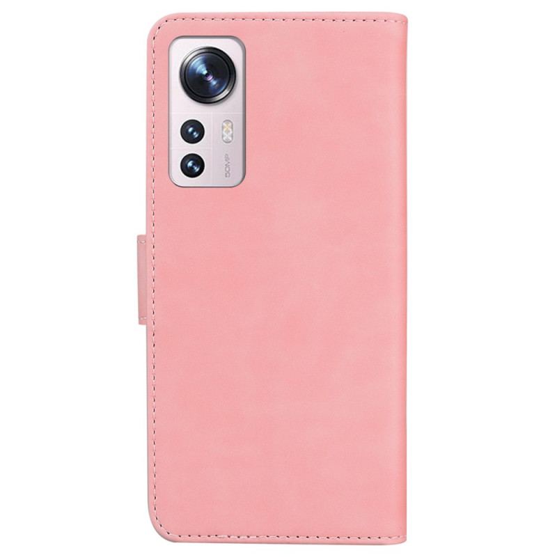 Capa Em Pele Para Xiaomi 12 Pro Couro Liso
