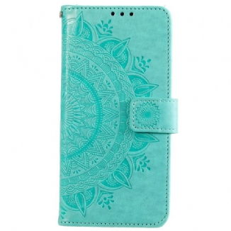 Capa Flip Para Xiaomi 12 Pro De Cordão Mandala Do Sol Strappy
