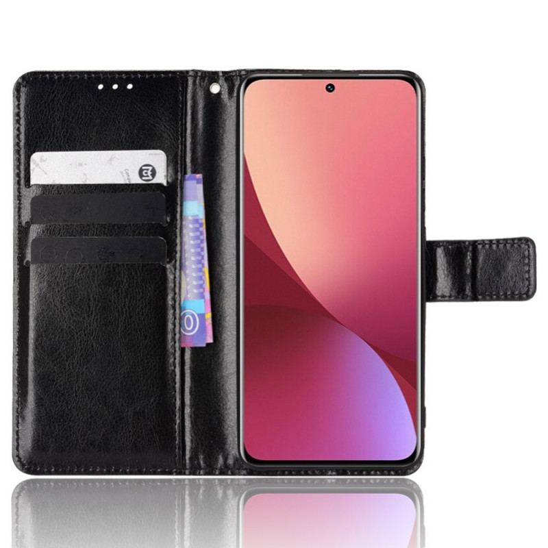 Capa Flip Para Xiaomi 12 Pro Couro Falso Chamativo