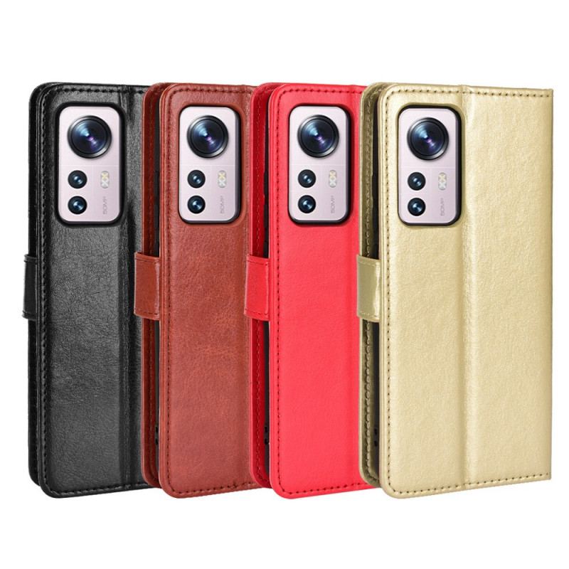 Capa Flip Para Xiaomi 12 Pro Couro Falso Chamativo