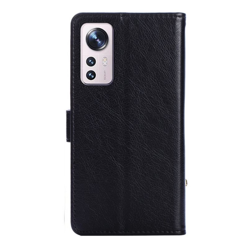 Capa Folio Para Xiaomi 12 Pro Porta-moedas Frontal E Cordão
