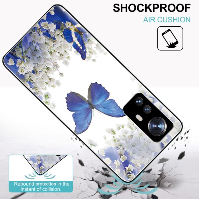 Capa Para Xiaomi 12 Pro Borboletas Reais Vidro Temperado