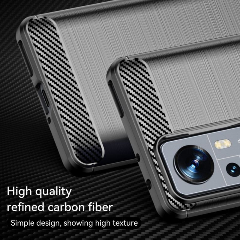 Capa Para Xiaomi 12 Pro Fibra De Carbono Escovada