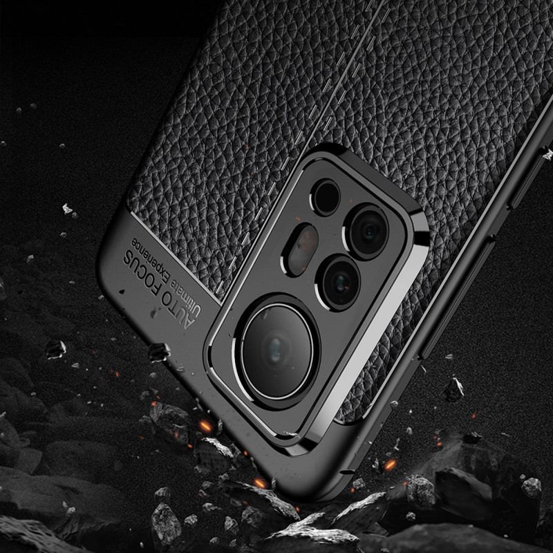 Capa Para Xiaomi 12 Pro Linha Dupla Efeito Couro Litchi