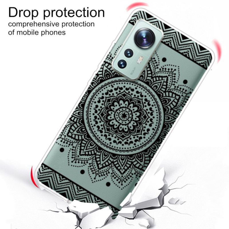 Capa Para Xiaomi 12 Pro Silicone Mandala Preto