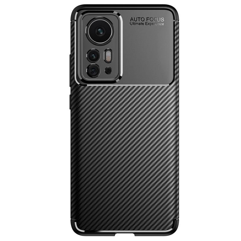 Capa Para Xiaomi 12 Pro Textura Flexível De Fibra De Carbono