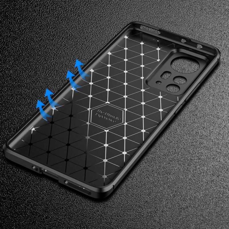 Capa Para Xiaomi 12 Pro Textura Flexível De Fibra De Carbono