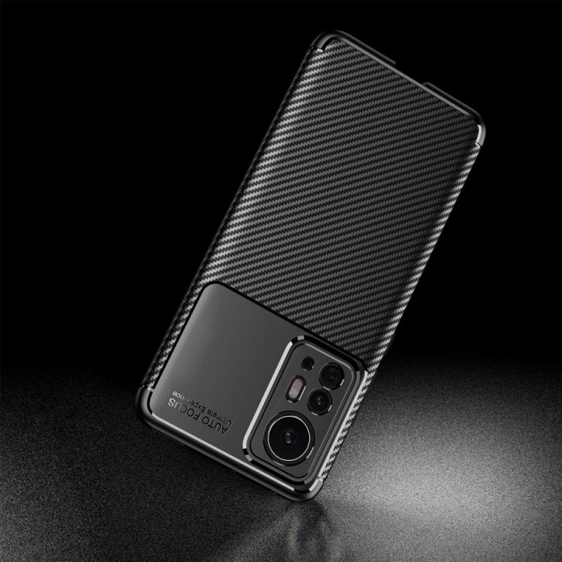 Capa Para Xiaomi 12 Pro Textura Flexível De Fibra De Carbono