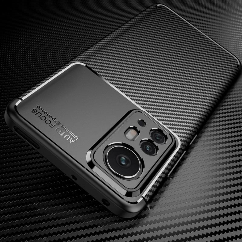 Capa Para Xiaomi 12 Pro Textura Flexível De Fibra De Carbono