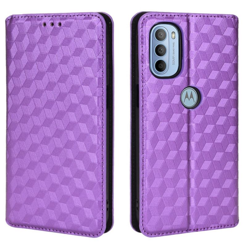 Capa De Celular Para Moto G41 / G31 Flip Efeito Couro Diamante