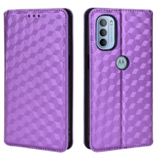 Capa De Celular Para Moto G41 / G31 Flip Efeito Couro Diamante