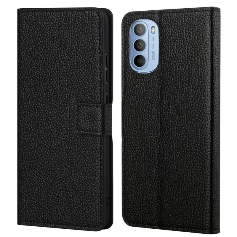 Capa De Couro Para Moto G41 / G31 Efeito De Couro Granulado De Lichia