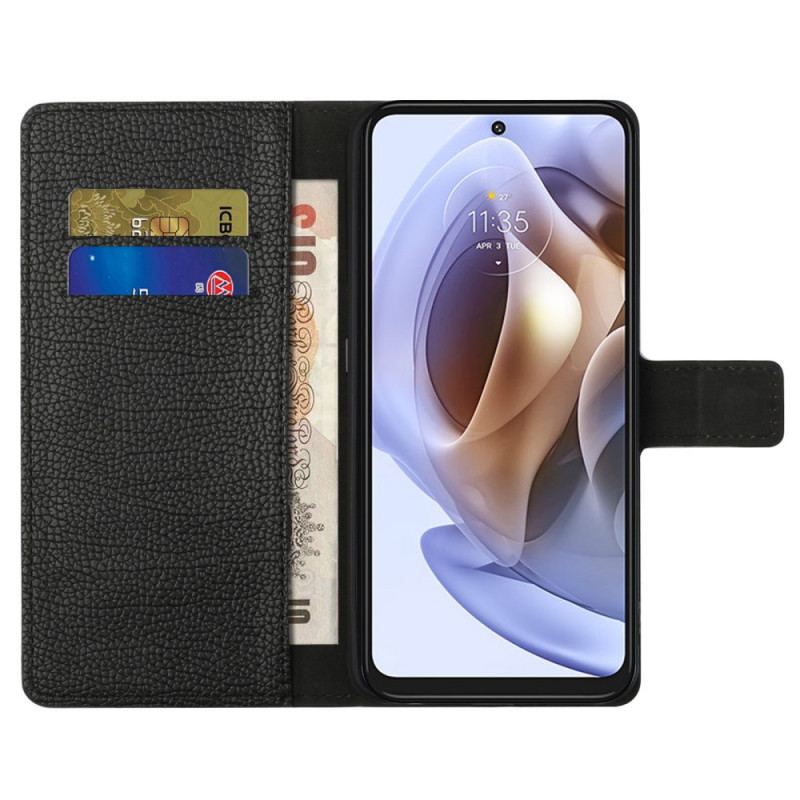 Capa De Couro Para Moto G41 / G31 Efeito De Couro Granulado De Lichia