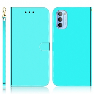 Capa De Couro Para Moto G41 / G31 Capa De Espelho De Couro Sintético