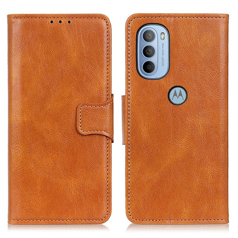 Capa De Couro Para Moto G41 / G31 Fecho Reversível Efeito Couro