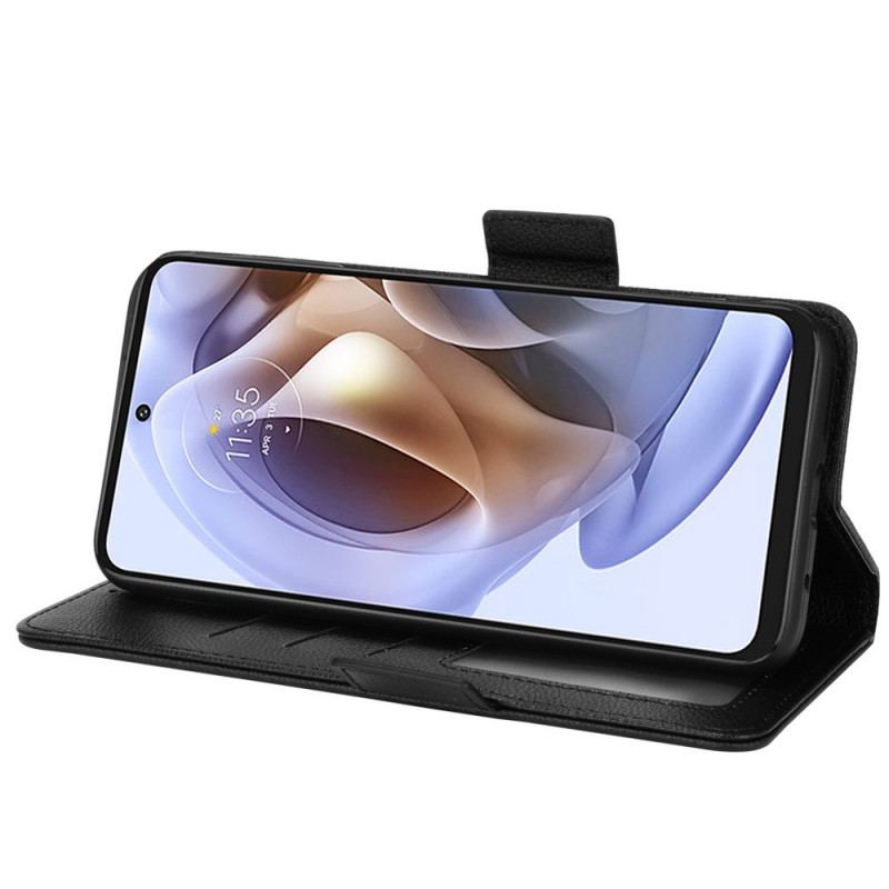Capa De Couro Para Moto G41 / G31 Flip Flap Double Litchi Novas Cores
