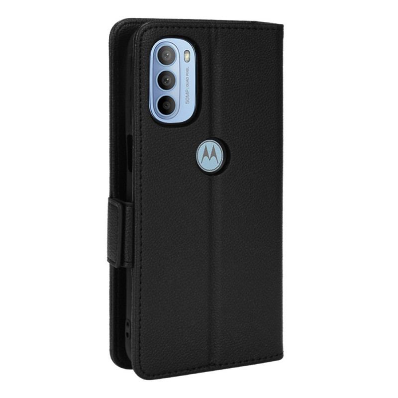 Capa De Couro Para Moto G41 / G31 Flip Flap Double Litchi Novas Cores