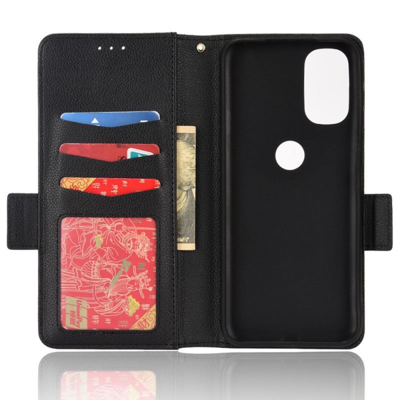 Capa De Couro Para Moto G41 / G31 Flip Flap Double Litchi Novas Cores