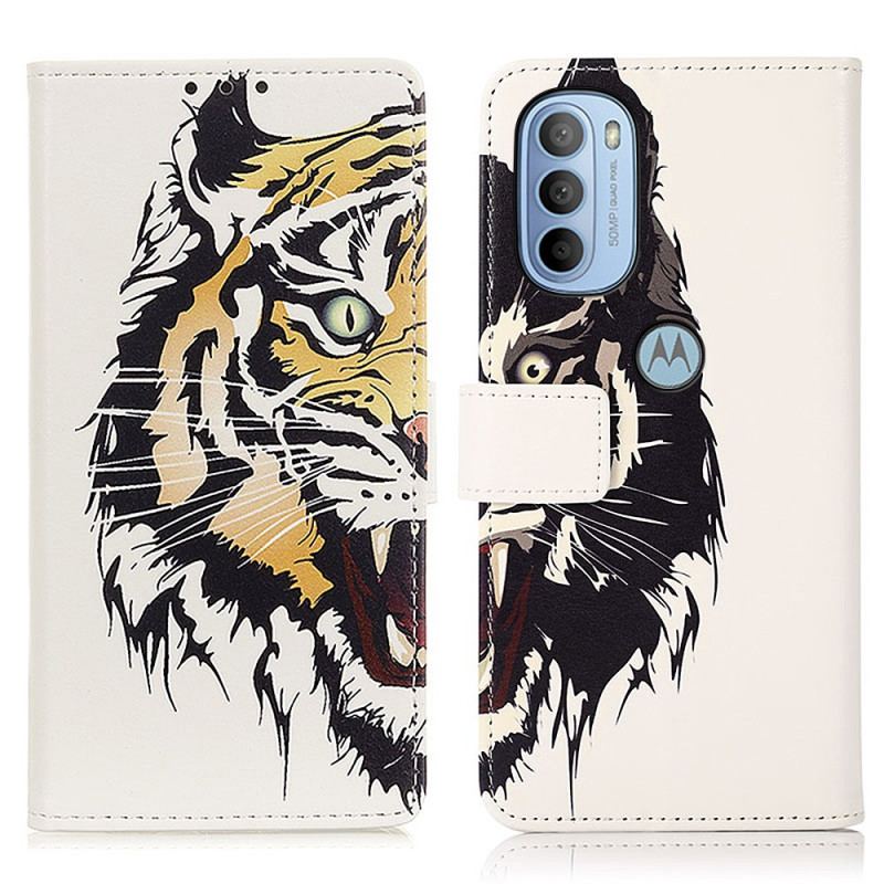 Capa De Couro Para Moto G41 / G31 Tigre Feroz