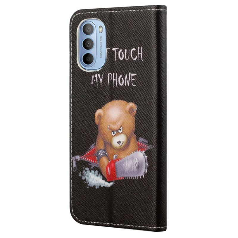 Capa De Couro Para Moto G41 / G31 Urso Perigoso