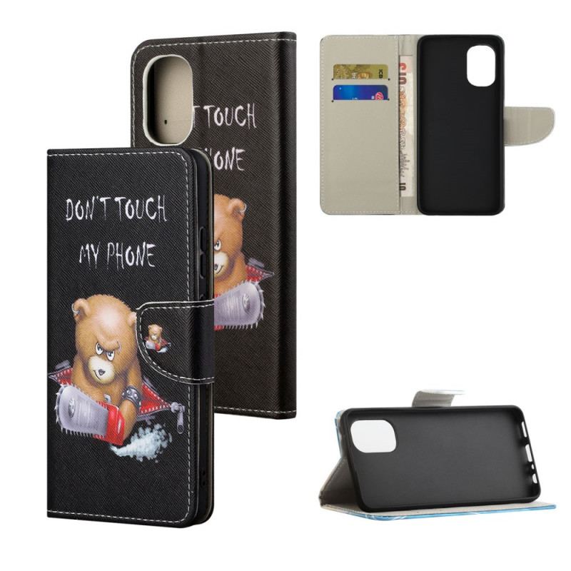 Capa De Couro Para Moto G41 / G31 Urso Perigoso