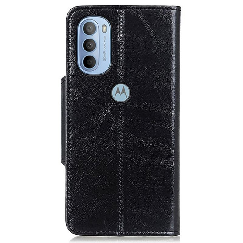 Capa Em Pele Para Moto G41 / G31 Botão Envernizado Imitação De Couro Khazneh