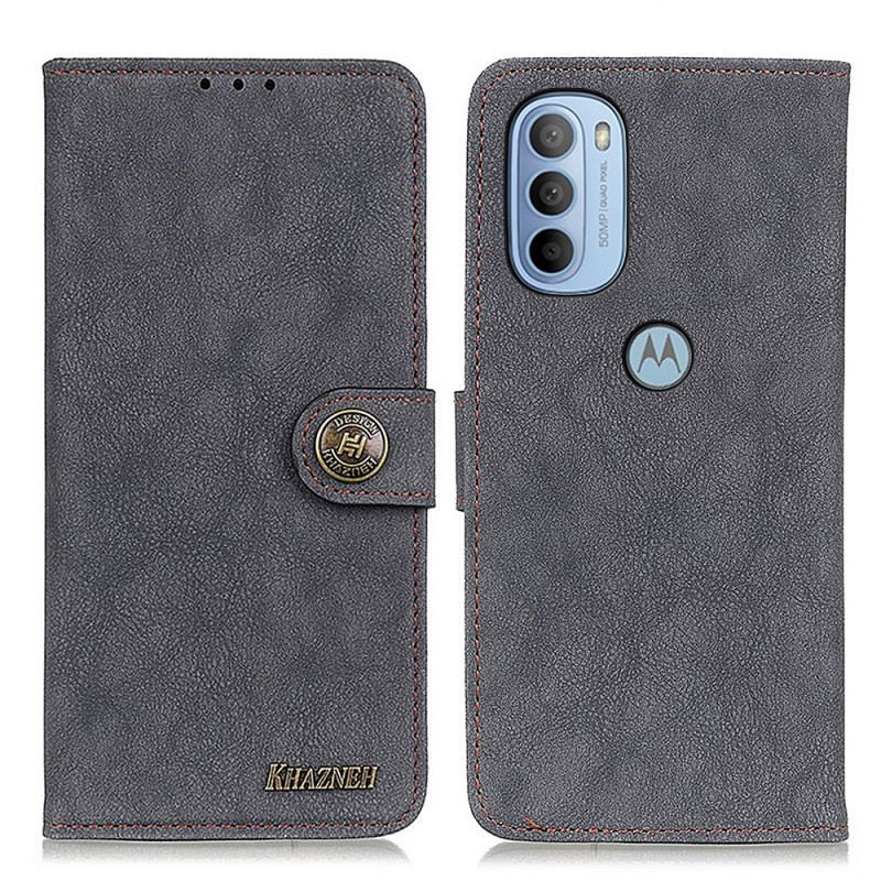 Capa Em Pele Para Moto G41 / G31 Khazneh Retrô Split Couro Sintético