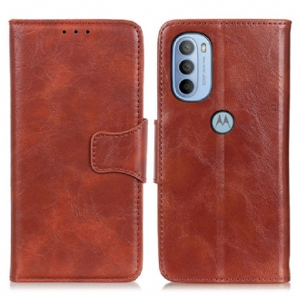 Capa Flip Para Moto G41 / G31 Fecho Reversível De Couro Rachado