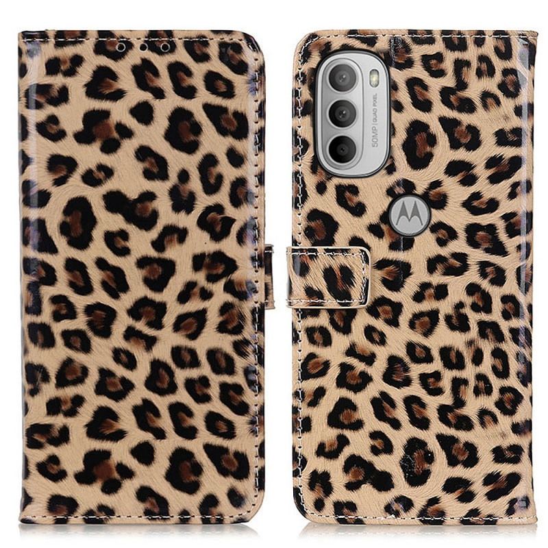 Capa Folio Para Moto G41 / G31 Leopardo Simples