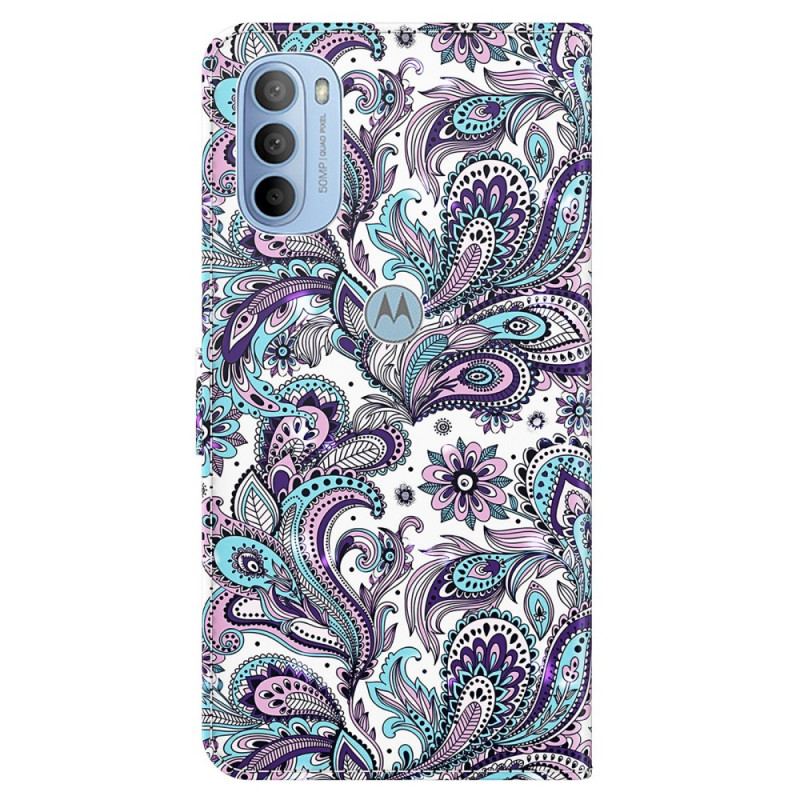 Capa Folio Para Moto G41 / G31 Paisley